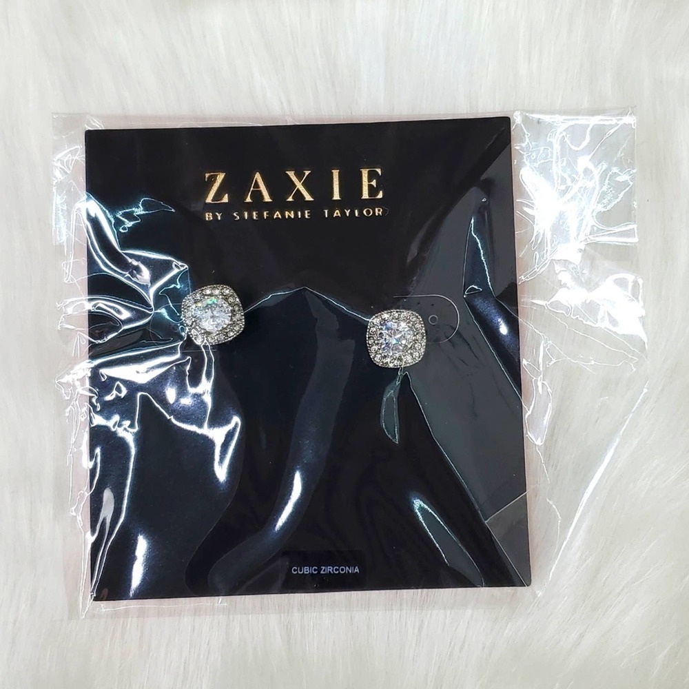 ZAXIE Cusion CZ Halo Stud Earrings‎